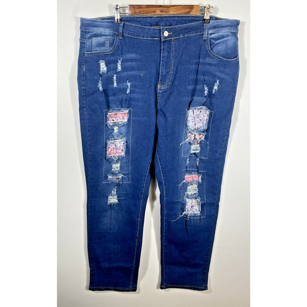 Distressed Straight Leg Jeans Size 22W 2X Womens NEW Stretch Fit High Rise